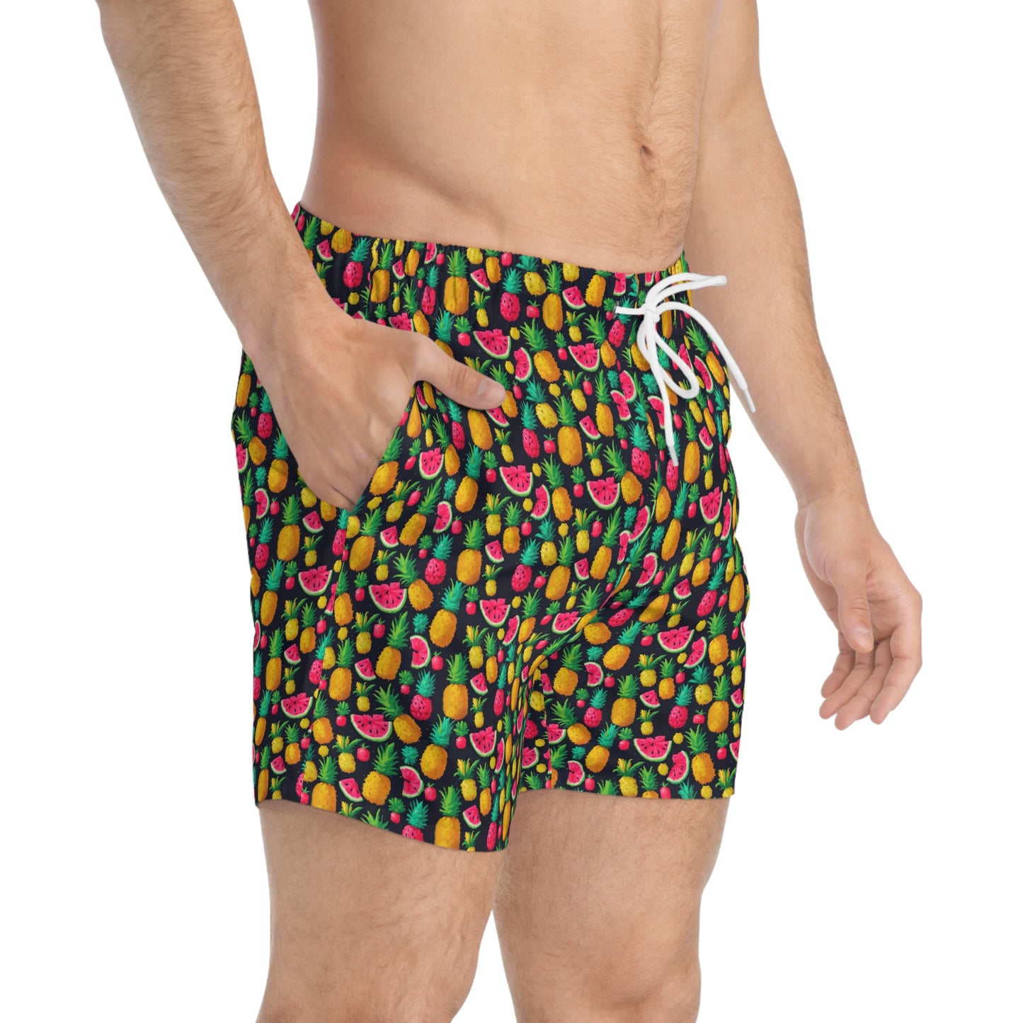 Tropical Fruit Swim Trunks, Colorful Beach Shorts, Summer Poolwear, Vacation Swimwear, Fun Men's Swim Trunks