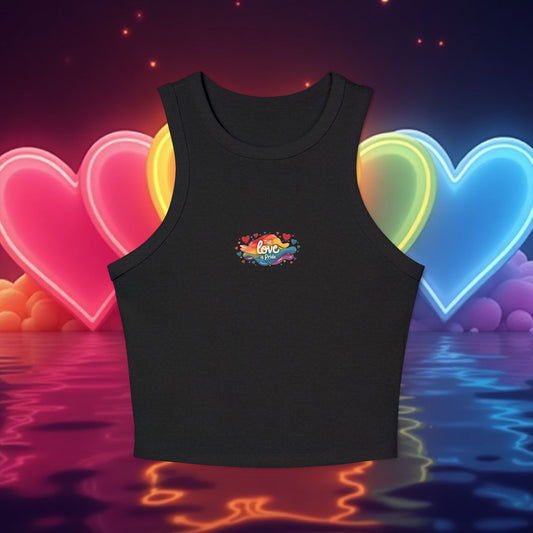 Colorful Love Graphic Unisex Micro Rib Tank Top, Summer Crop Top, Casual Wear, Festival Top.