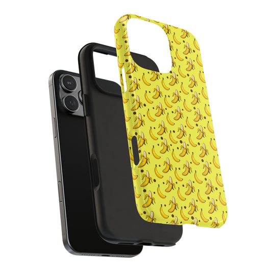 Banana Pattern Tough Phone Case, Fun Protective Cover, Cute Phone Accessory, Gift for Fruit Lovers, Birthday, Summer, Unique Design