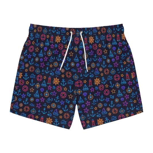 Nautical-Inspired Swim Trunks for Summer Fun, Beachwear, Vacation Ready, Pool Party, Maritime Design, Gift for Travelers