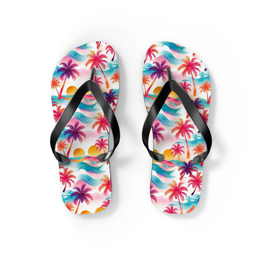 Tropical Flip Flops, Summer Sandals, Beach Footwear, Vacation Essentials, Palm Tree Design, Outdoor Casual Shoes