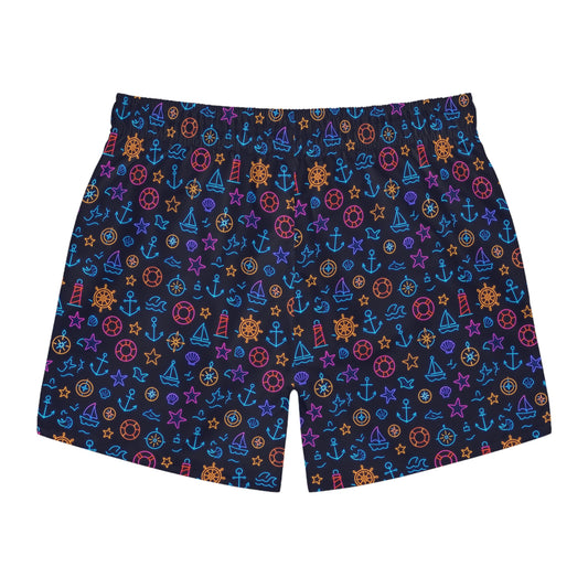 Nautical-Inspired Swim Trunks for Summer Fun, Beachwear, Vacation Ready, Pool Party, Maritime Design, Gift for Travelers
