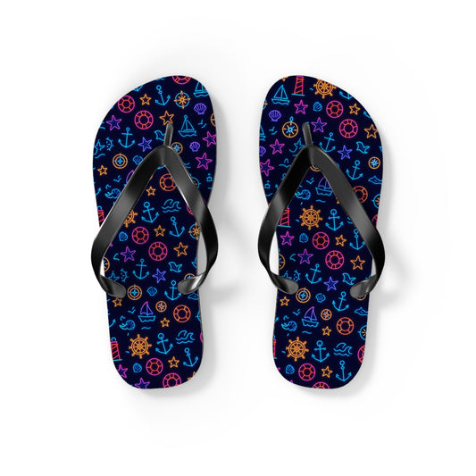 Nautical-Themed Flip Flops, Summer Beach Wear, Vacation Footwear, Gift for Travelers, Poolside Accessories, Maritime Decor