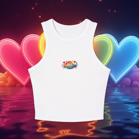 Colorful Love Graphic Unisex Micro Rib Tank Top, Summer Crop Top, Casual Wear, Festival Top.